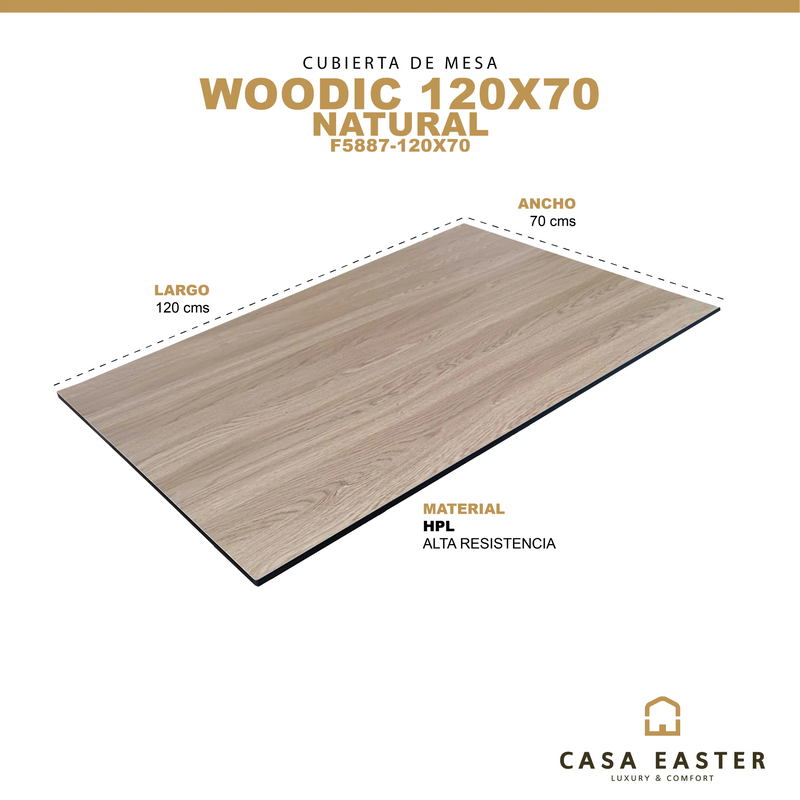 Cargue la imagen en el visor de la galería, Cubierta de mesa Laminado de Alta Presión HPL Color Natural WOODIC-F5887-120X70 CasaEaster