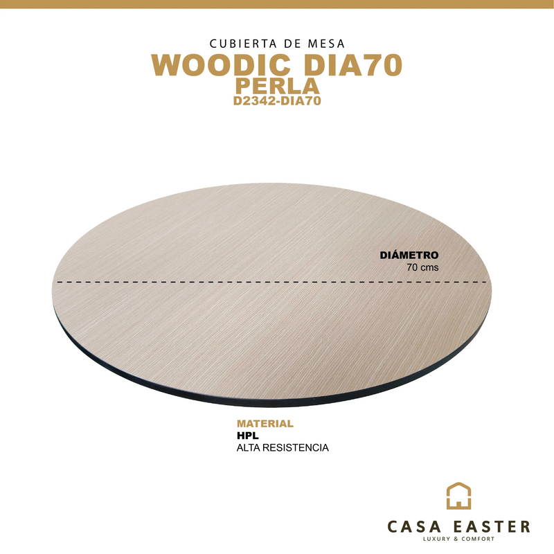 Cargue la imagen en el visor de la galería, Cubierta de mesa Laminado de Alta Presión HPL Color Perla-WOODIC DIA70-D2342-DIA70 CasaEaster