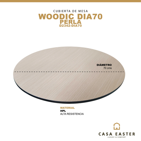 Cubierta de mesa Laminado de Alta Presión HPL Color Perla-WOODIC DIA70-D2342-DIA70 CasaEaster