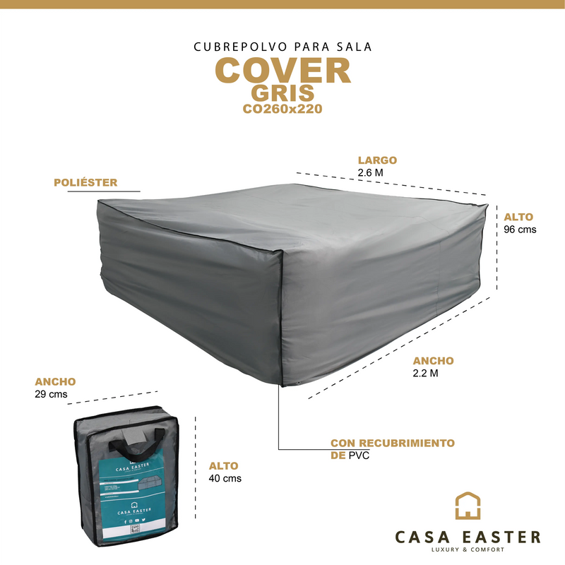 Cargue la imagen en el visor de la galería, Cubre Sofa 260*220*96 Gris - CO260*220 CasaEaster