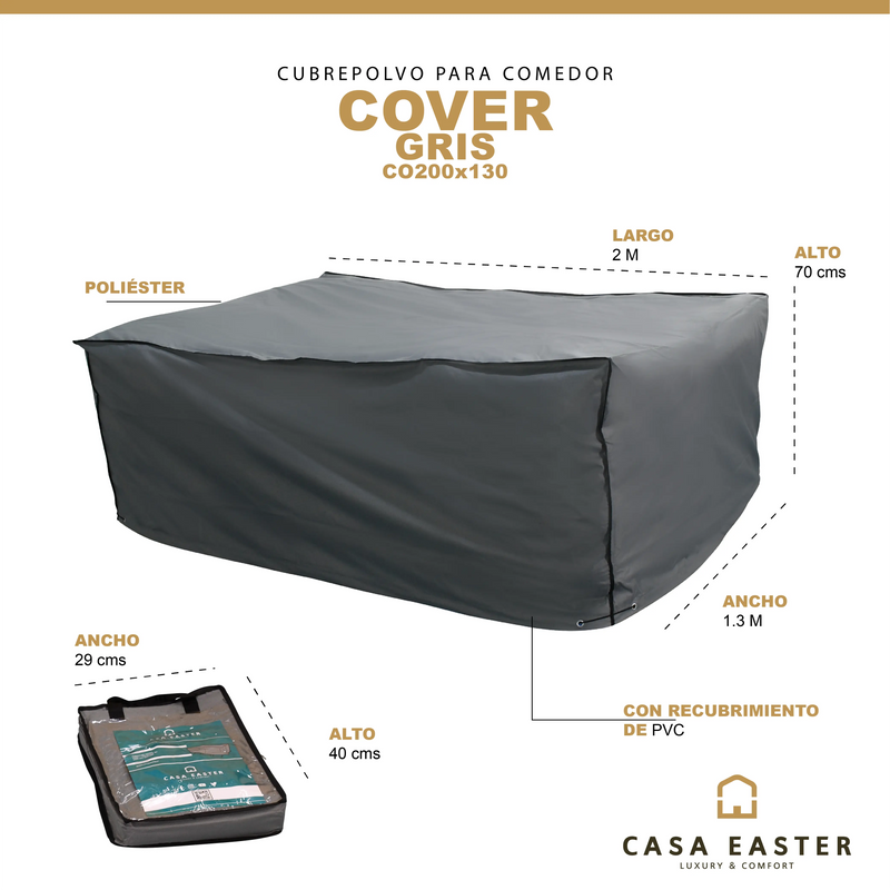 Cargue la imagen en el visor de la galería, Cubre comedor 200*130*70 gris - CO200X130 CasaEaster