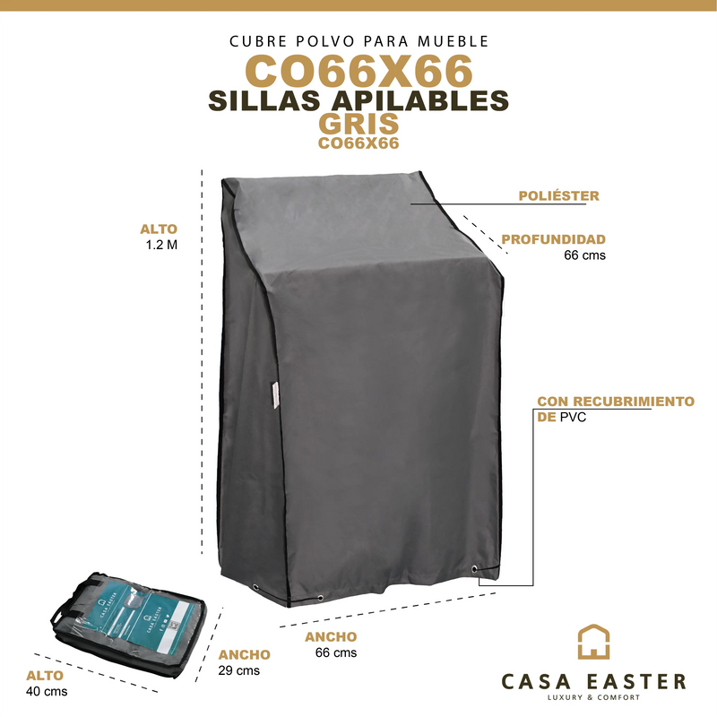 Cargue la imagen en el visor de la galería, Cubre mueble de sillas apilables 66*66*80 -Gris - CO66X66 CasaEaster