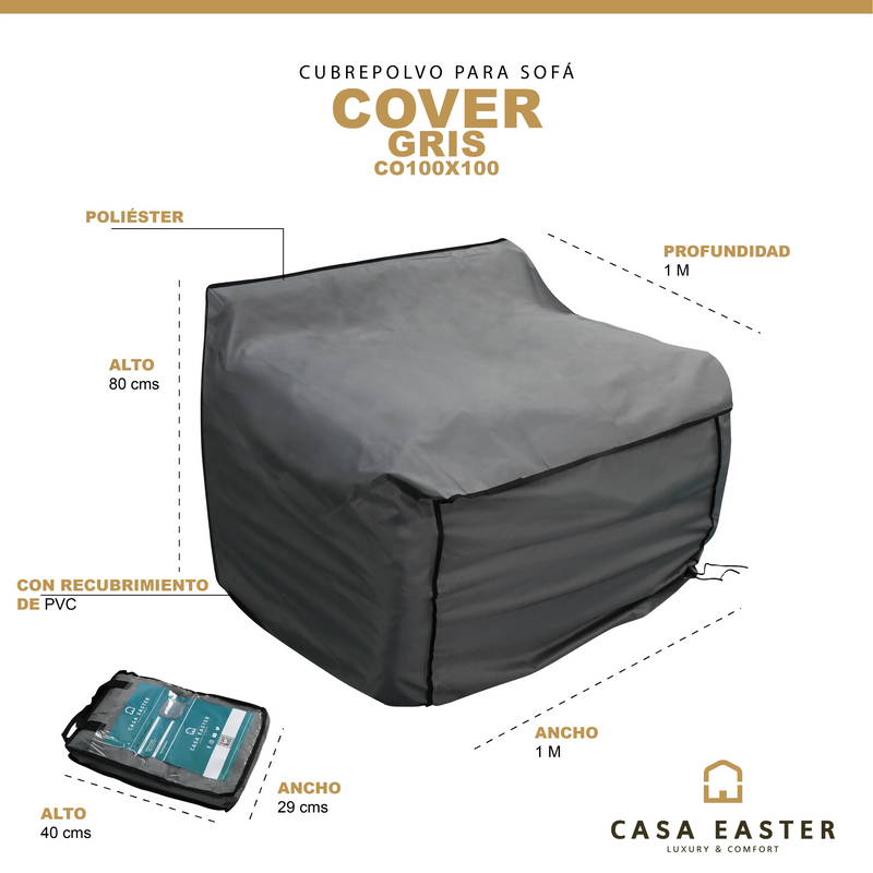 Cargue la imagen en el visor de la galería, Cubre sofa individual 100*100*80 -Gris - CO100X100 CasaEaster