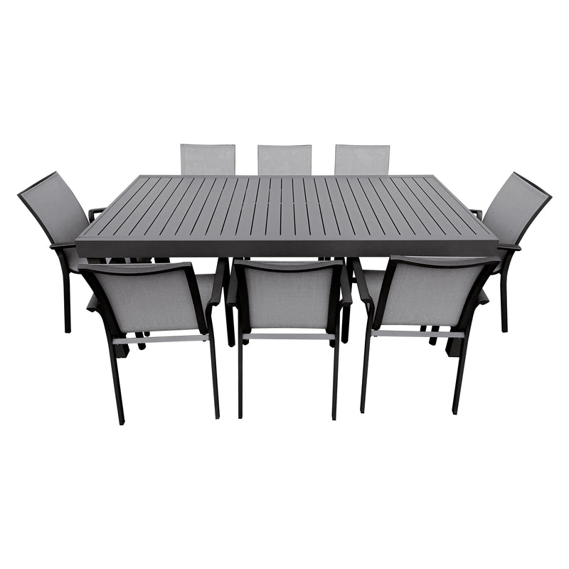 Cargue la imagen en el visor de la galería, Comedor de Aluminio color Carbon Doume 2 M / 3.2 M + 8 sillas Koshem color Carbon