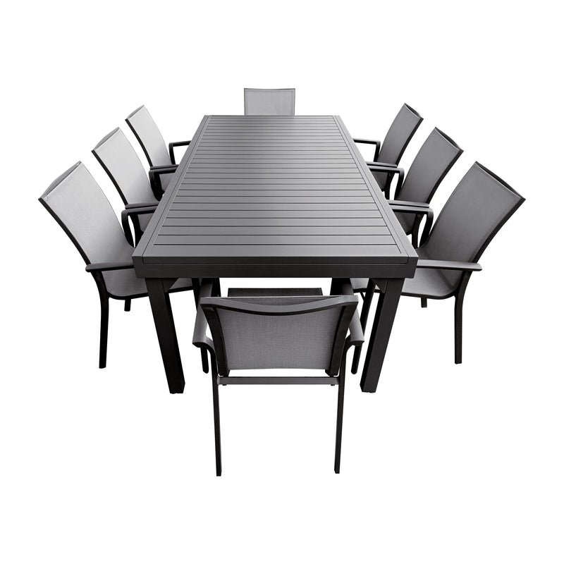 Cargue la imagen en el visor de la galería, Comedor de Aluminio color Carbon Doume 2 M / 3.2 M + 8 sillas Koshem color Carbon