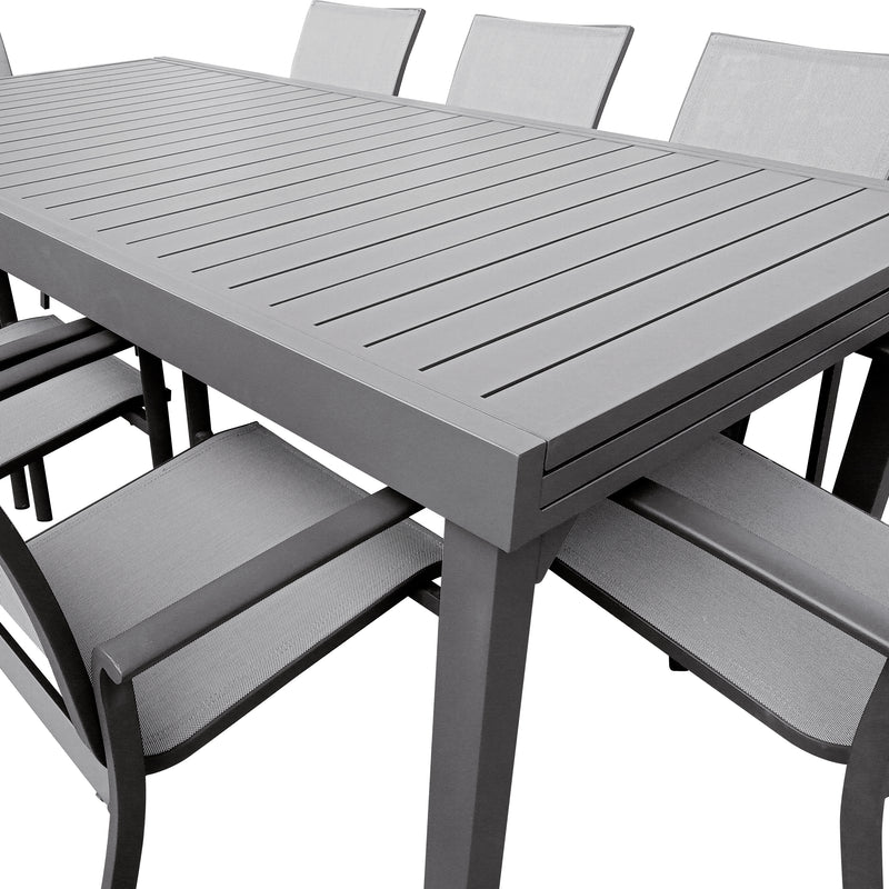 Cargue la imagen en el visor de la galería, Comedor de Aluminio color Carbon Doume 2 M / 3.2 M + 8 sillas Koshem color Carbon