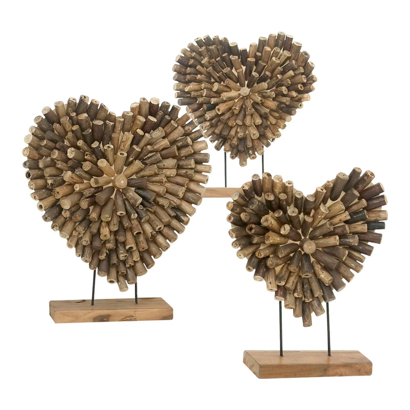 Cargue la imagen en el visor de la galería, Decoracion de Corazones Juego de 3pz Cafe -134371