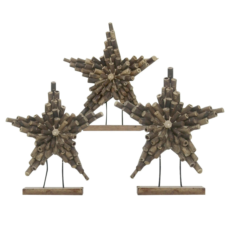 Cargue la imagen en el visor de la galería, Decoración de Estrellas Juego de 3pz Natural -134372