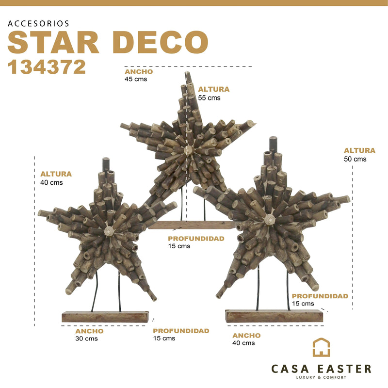 Cargue la imagen en el visor de la galería, Decoración de Estrellas Juego de 3pz Natural -134372