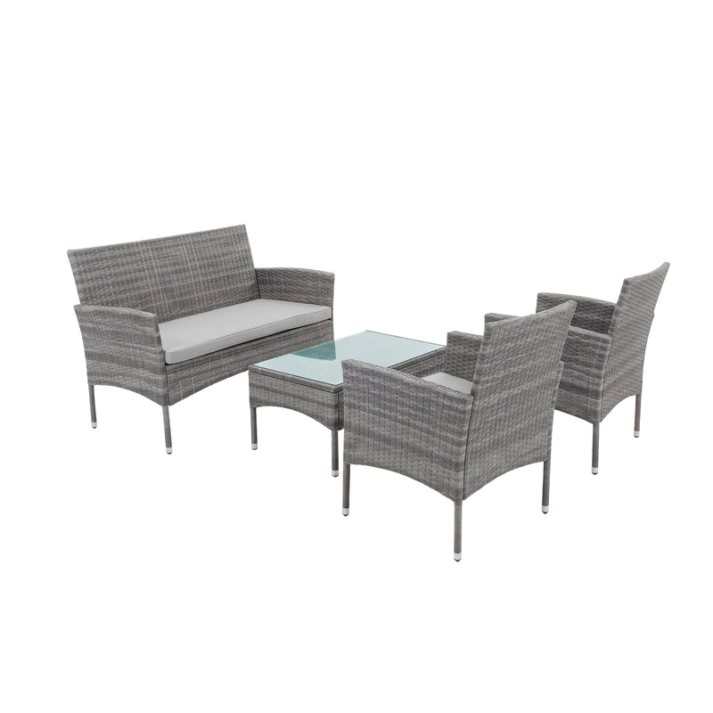 Cargue la imagen en el visor de la galería, Sala para Exterior e Interior de Rattan Color Gris ERICK-SFS003-