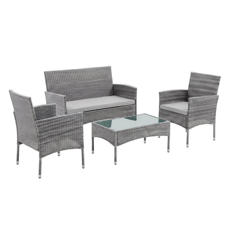 Cargue la imagen en el visor de la galería, Sala para Exterior e Interior de Rattan Color Gris ERICK-SFS003-
