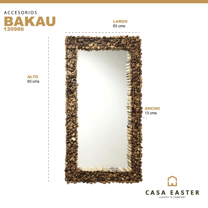 Cargue la imagen en el visor de la galería, Espejo Decorativo Color Natural BAKAU -130986