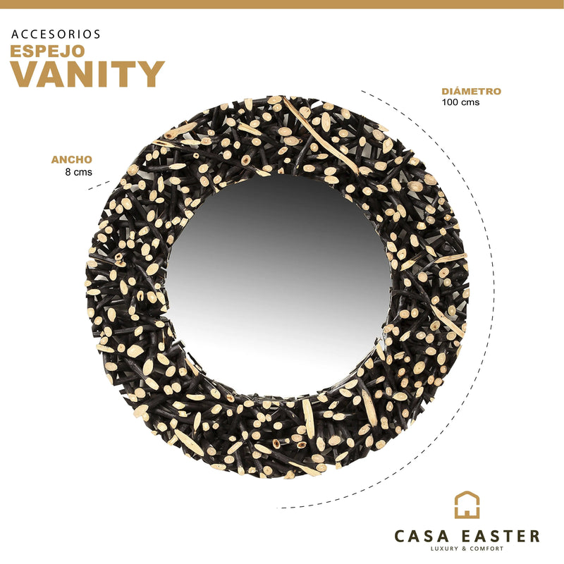 Cargue la imagen en el visor de la galería, Espejo Redondo Decorativo Color Negro VANITY -133737