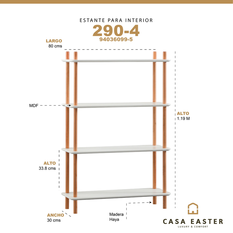 Cargue la imagen en el visor de la galería, Estante Minimalista Para Interior Color Blanco -290-4-94036099-5 CasaEaster