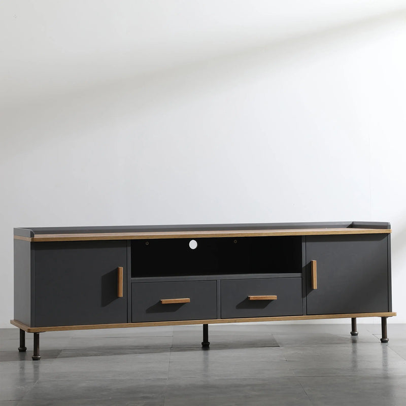 Cargue la imagen en el visor de la galería, Estante para TV Color  Negro y Natural, Mod: 1002-94036099-12 CasaEaster