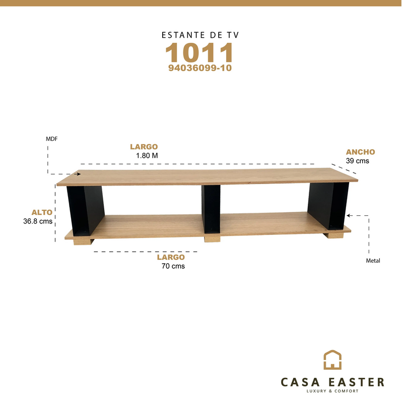 Cargue la imagen en el visor de la galería, Estante para TV,  Color Negro y Natural Mod: 1011-94036099-10