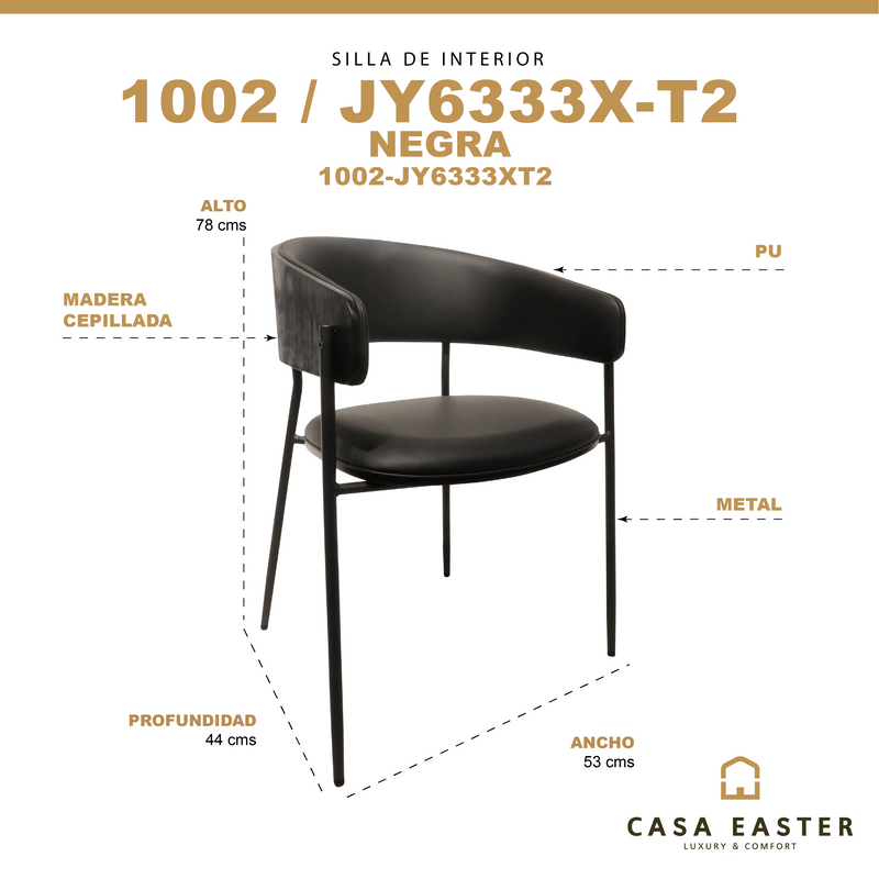Cargue la imagen en el visor de la galería, Silla de Madera para Interior 1002 color Negro - 1002 - JY6333XT2