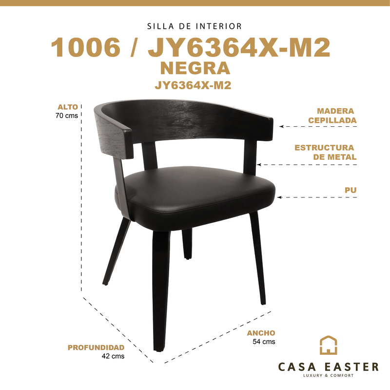 Cargue la imagen en el visor de la galería, Silla de Madera para Interior 1006 color Negro - 1006-JY6364XM2