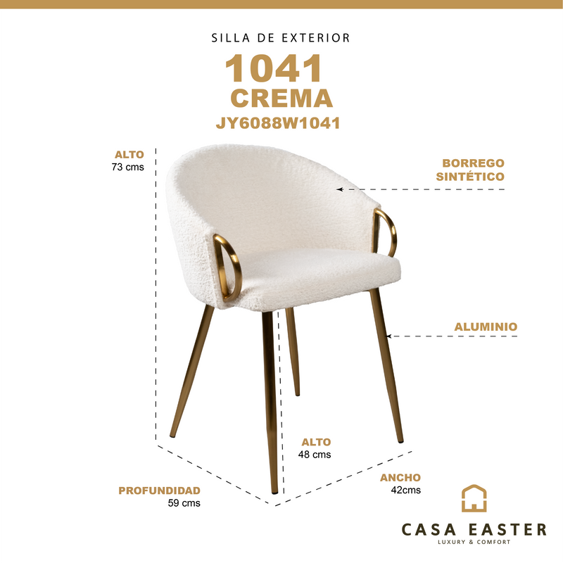 Cargue la imagen en el visor de la galería, Silla de interior JY6088W 1041 color crema - JY6088W1041