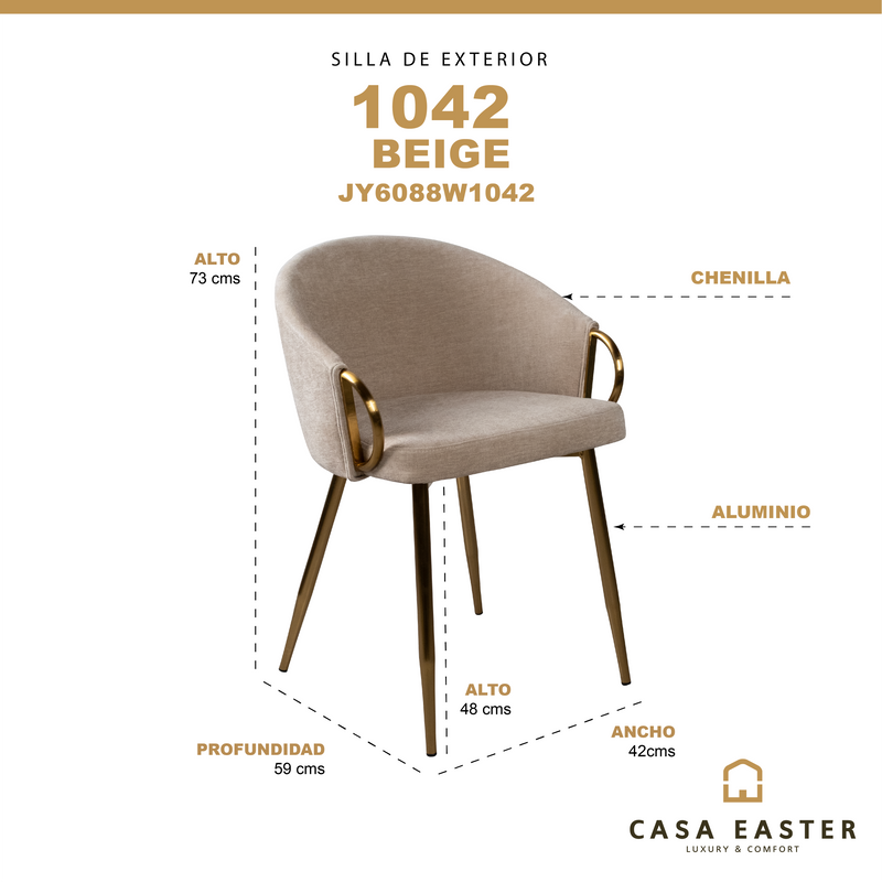 Cargue la imagen en el visor de la galería, Silla de interior JY6088W 1042 color beige - JY6088W1042