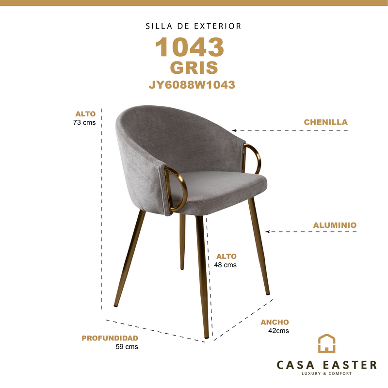 Cargue la imagen en el visor de la galería, Silla de interior JY6088W 1043 color gris - JY6088W1043