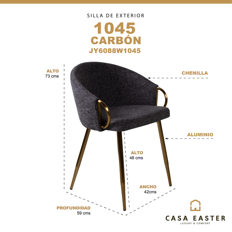 Cargue la imagen en el visor de la galería, Silla de interior JY6088W 1045 color carbón - JY6088W1045