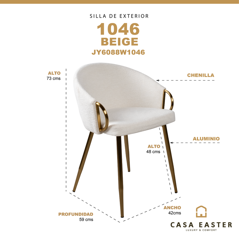 Cargue la imagen en el visor de la galería, Silla de interior JY6088W 1046 color beige - JY6088W1046
