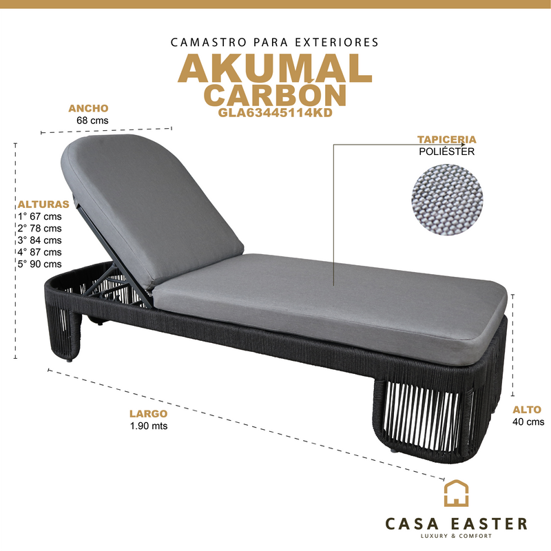 Cargue la imagen en el visor de la galería, Camastro Akumal color Carbón - GLA63445114KD