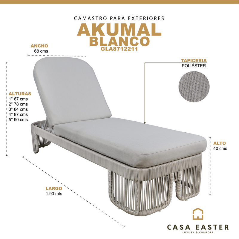 Cargue la imagen en el visor de la galería, Camastro Akumal color Blanco - GLA8712211