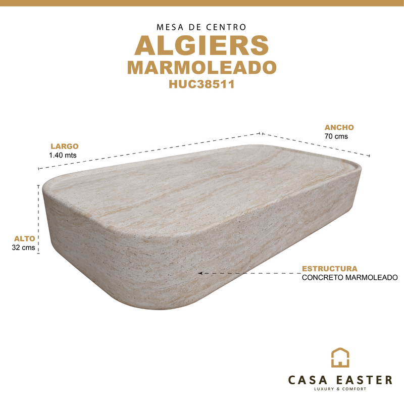 Cargue la imagen en el visor de la galería, Mesa de Centro para interior y exterior ALGIERS 1.4 M, estilo marmoleado - HUC38511