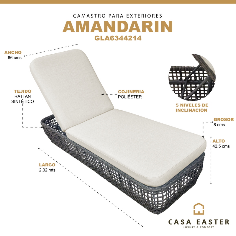 Cargue la imagen en el visor de la galería, Camastro Amandarin color Blanco & negro - GLA6344214