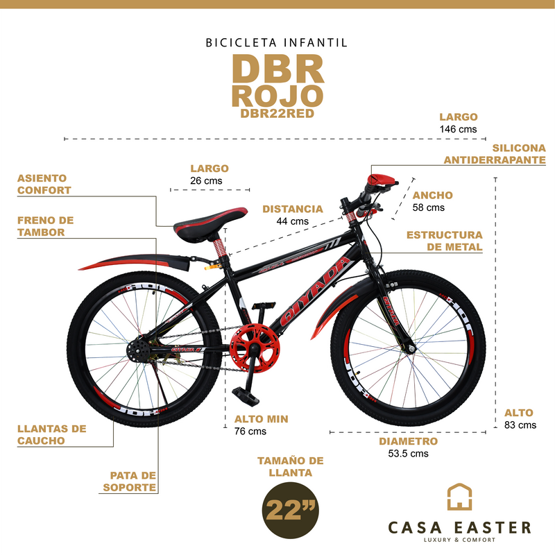 Cargue la imagen en el visor de la galería, Bicicleta DBR de 22" color roja - DBR22RED