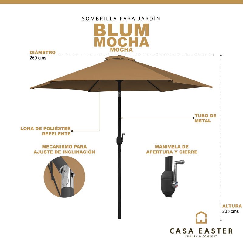 Cargue la imagen en el visor de la galería, Sombrilla Blum Para Jardin con Angulo de Inclinación Color Moca - MOCHA