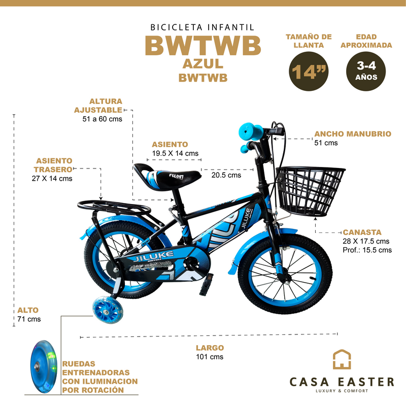 Cargue la imagen en el visor de la galería, Bicicleta Infantil BWTWB de 14" color Azul - BWTWB
