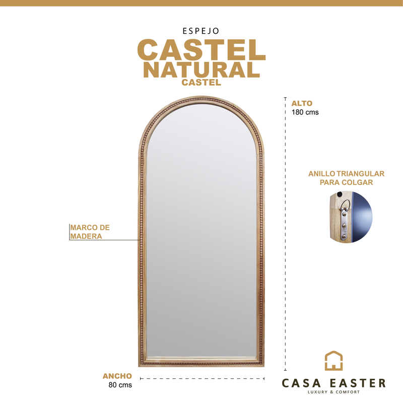 Cargue la imagen en el visor de la galería, Espejo Decorativo de cuerpo completo Castel color natural 1.8 M*80 cms - castel