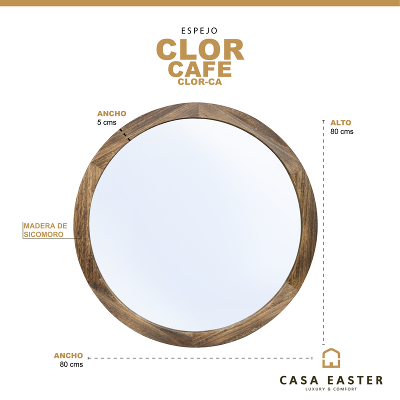 Cargue la imagen en el visor de la galería, Espejo Decorativo Clor color Café Diam. 80 cms - CLOR-CA