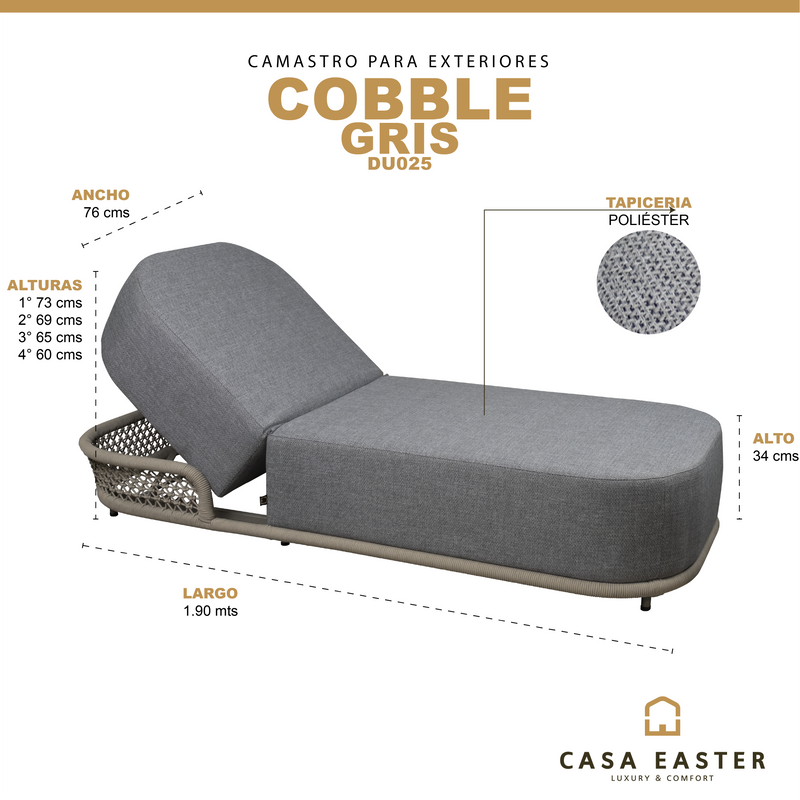 Cargue la imagen en el visor de la galería, Camastro de Aluminio COBBLE de Olefina - DU025