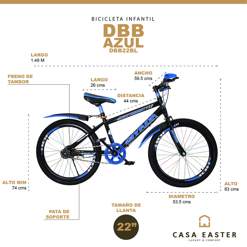 Cargue la imagen en el visor de la galería, Bicicleta DBB de 22" color Azul - DBB22BL