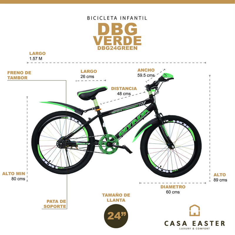 Cargue la imagen en el visor de la galería, Bicicleta DBG de 24" color verde - DBG24GREEN