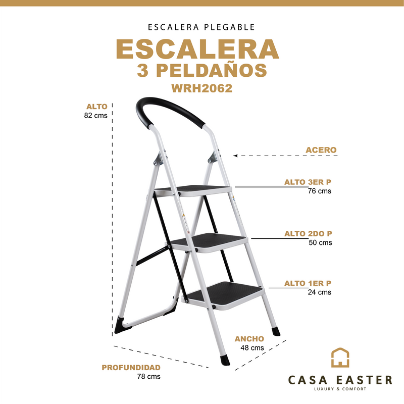 Cargue la imagen en el visor de la galería, Escalera de acero de 3 peldaños - WRH2062