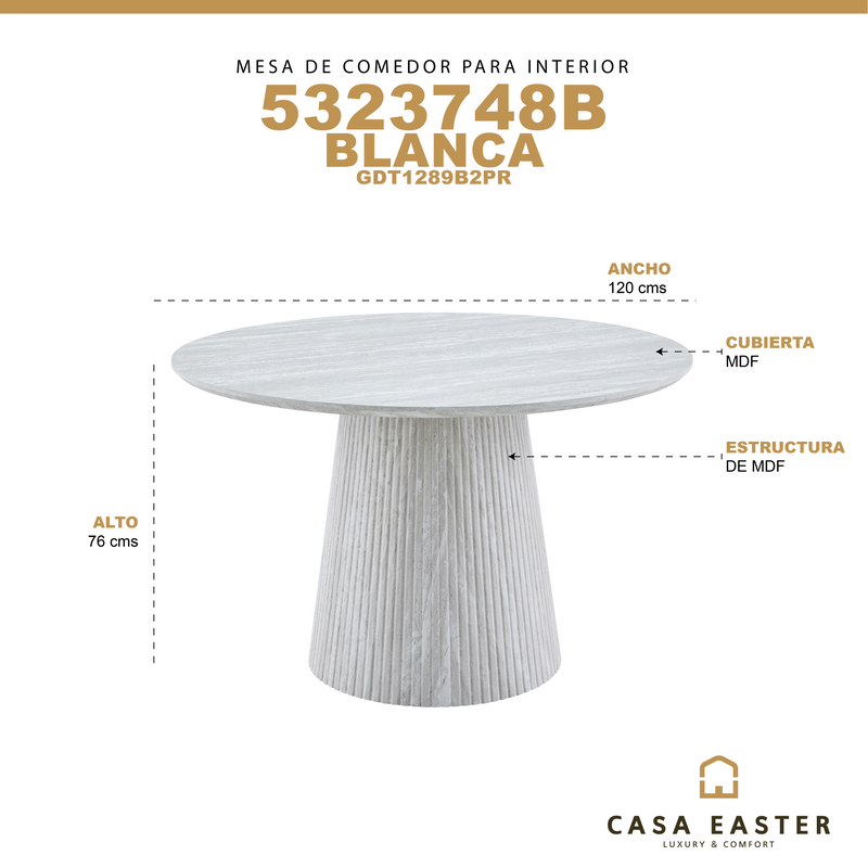 Cargue la imagen en el visor de la galería, Mesa de comedor de interior 1.2 M SKY 533748B color blanco - GDT1289B2PR