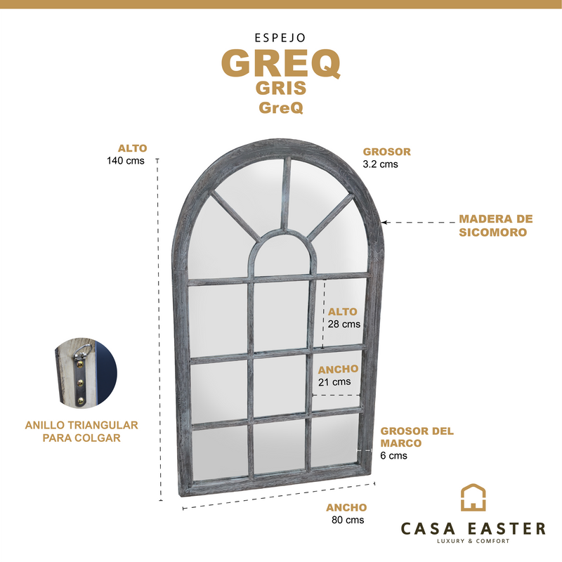 Cargue la imagen en el visor de la galería, Espejo Decorativo de cuerpo completo Greq color gris 1.4 M *80 cms - greq