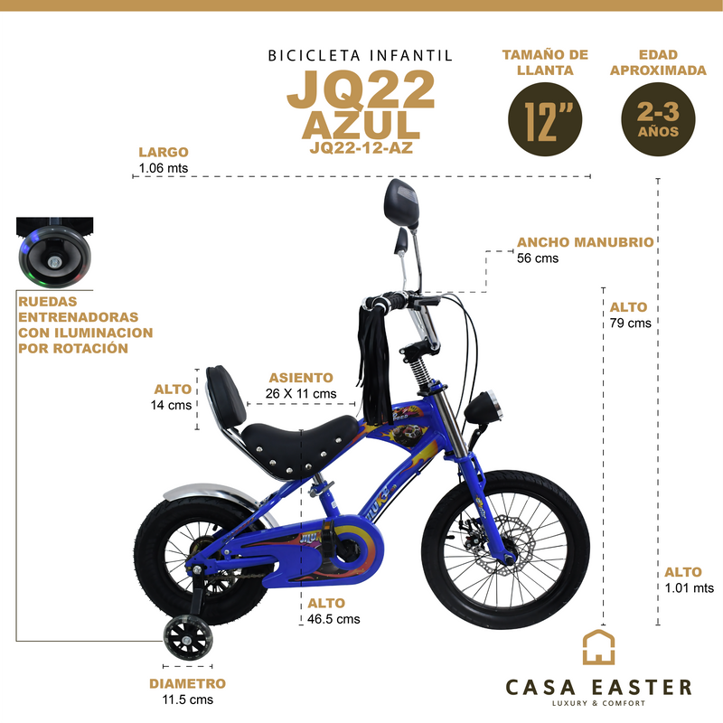 Cargue la imagen en el visor de la galería, Bicicleta Infantil de 12" JQ22-12 color Azul - JQ2212-AZ