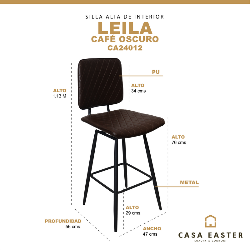 Cargue la imagen en el visor de la galería, Silla Alta de Interior Leila color café oscuro - CA24012