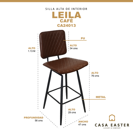 Silla Alta de Interior Leila color café- CA24013
