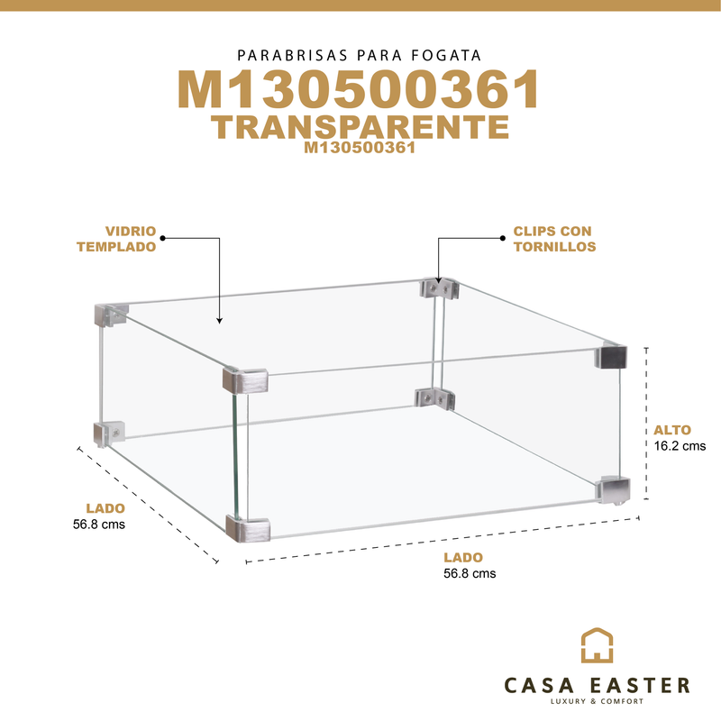 Cargue la imagen en el visor de la galería, Parabrisas para fogata de vidrio cuadrada - M130500361
