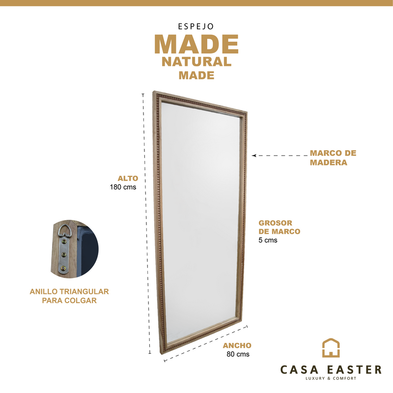 Cargue la imagen en el visor de la galería, Espejo decorativo de cuerpo completo Made color natural 1.8 m*80cms - made