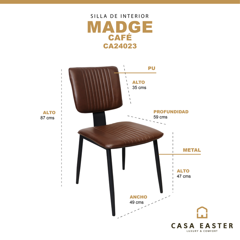 Cargue la imagen en el visor de la galería, Silla de Interior Madge color café - CA24023