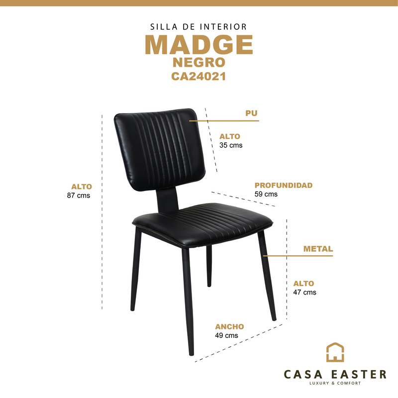 Cargue la imagen en el visor de la galería, Silla de Interior Madge color negro - CA24021