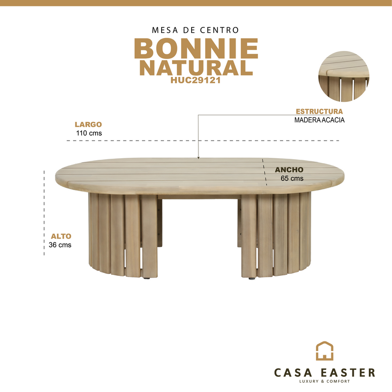 Cargue la imagen en el visor de la galería, Mesa de centro ovalada Bonnie 1.1M de madera - HUC29121